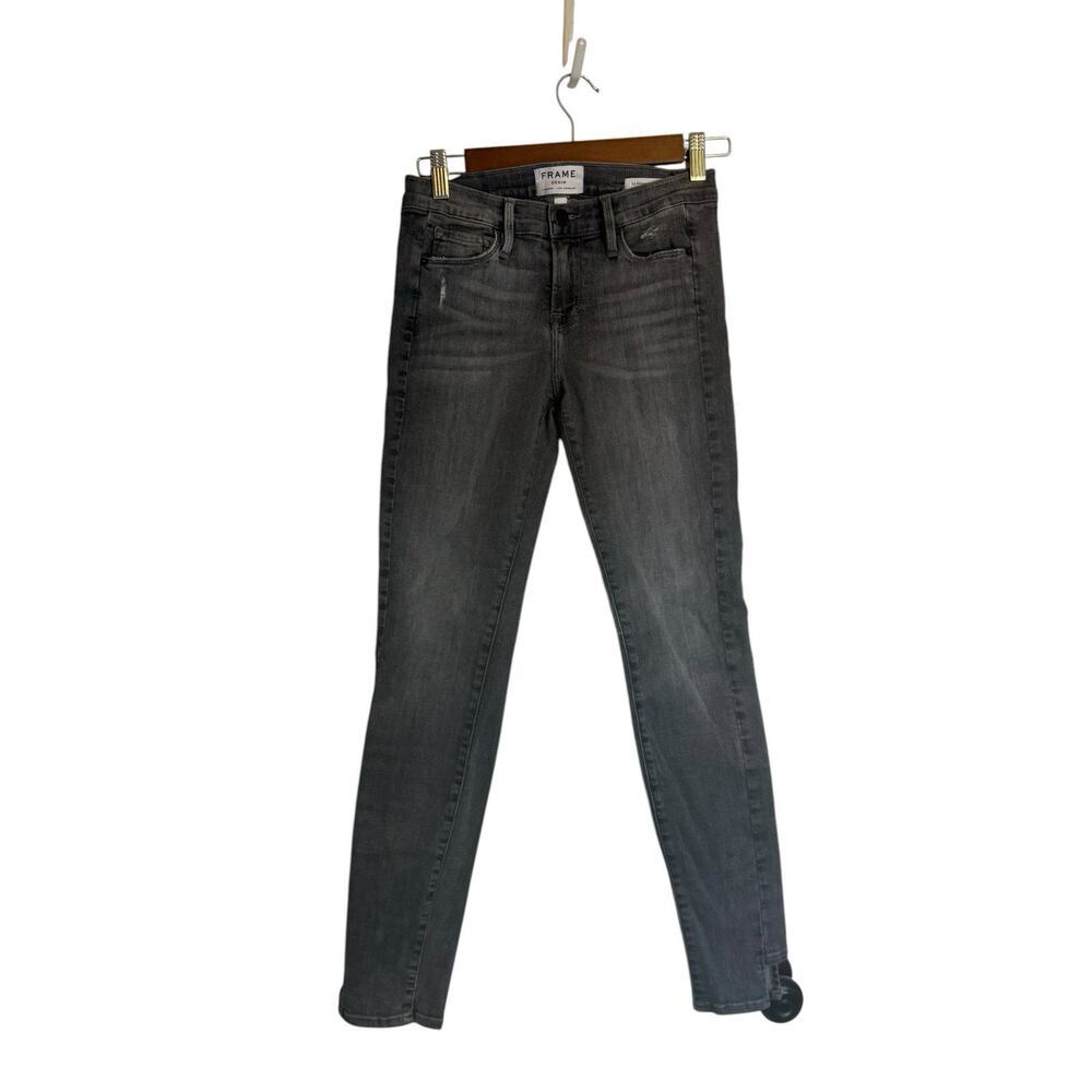 FRAME Le Skinny de Jeanne Jeans Gray Distressed Women Size 25 Skinny Stretch